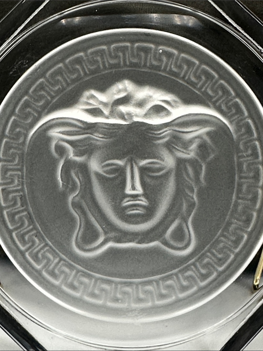 Versace by Rosenthal Medusa Lumiere Crystal Clear Coaster. For wine bottle.